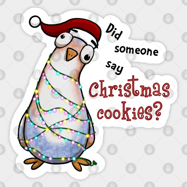 Hungry Curious Christmas Pigeon Looking for Cookies Sticker by Fun4theBrain